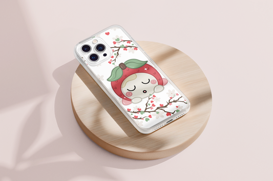 Astrolychee White TPU iPhone Case – Adorable Snoozing Lychee